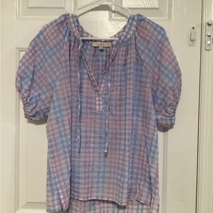 LOFT Multicolor Plaid Blouse